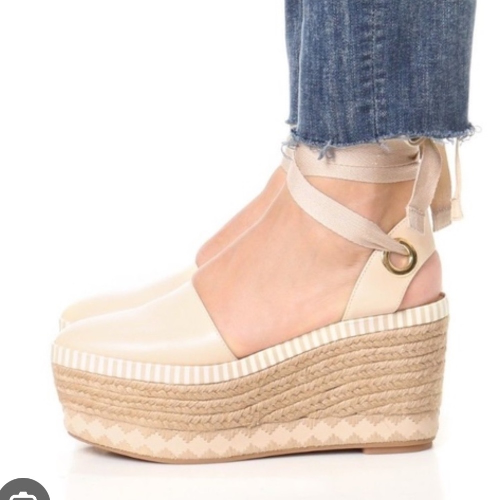 Tory Burch Cream Espadrilles with Textured Design